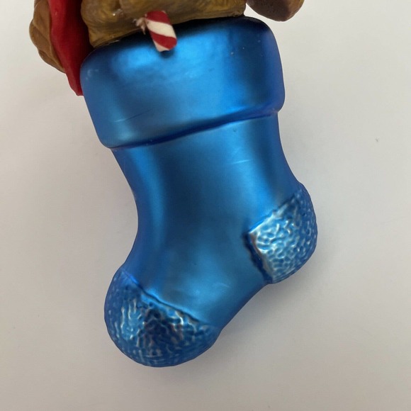 Department 56 Large Glass Christmas Noel Stocking Dog Ornament‎ - Picture 5 of 11